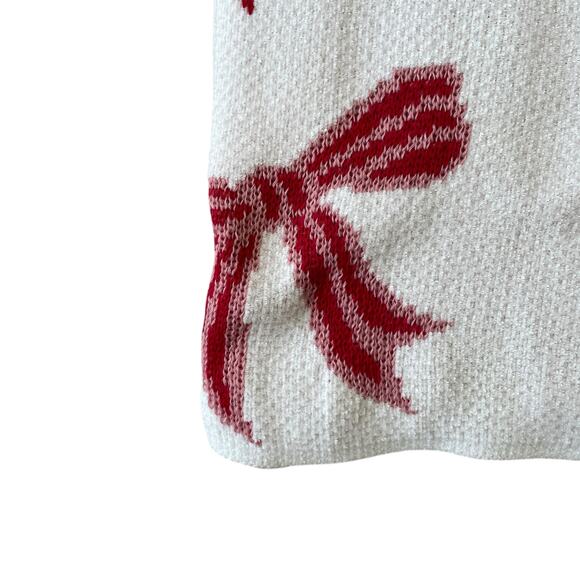Rachel Zoe BOWS Oversized Throw Blanket 50x70 Red & White NEW - Picture 14 of 15